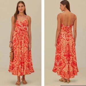 NWT Farm Rio Jaipur Red Crossed Over Maxi Floral Dress Size M